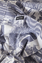 Brixton Charter Print S/S Wvn in NAVY/WHITE COLLAGE