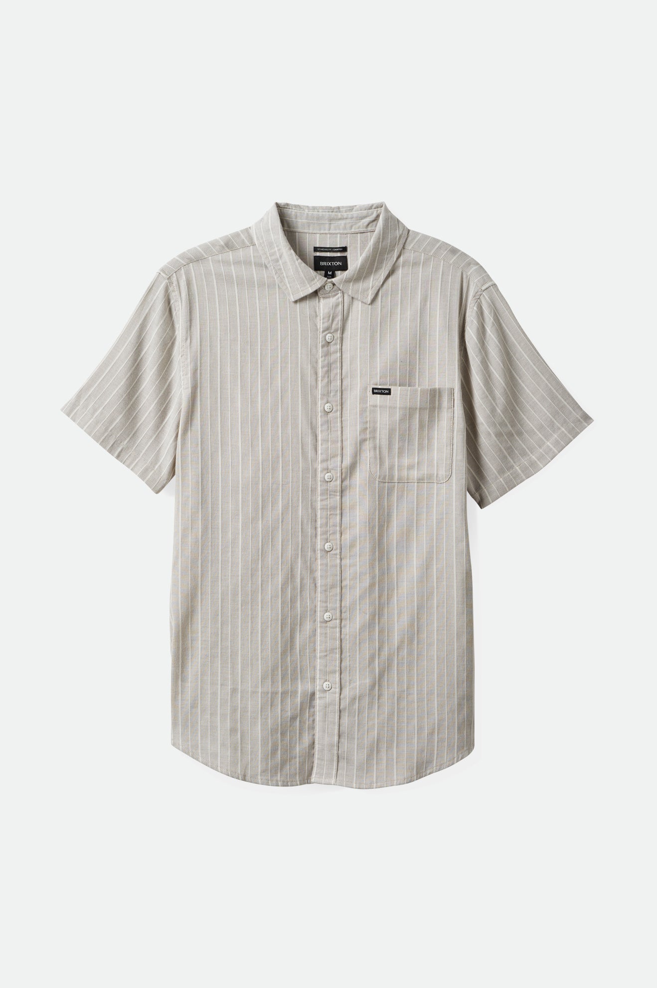 Brixton Charter Stripe S/S Wvn in OFF WHITE/CINDER GREY