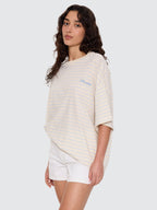 Thrills Co Coastal Slouch Tee - Placid Blue Stripe in Placid Blue Stripe