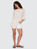 Thrills Co Coastal Slouch Tee - Placid Blue Stripe in Placid Blue Stripe