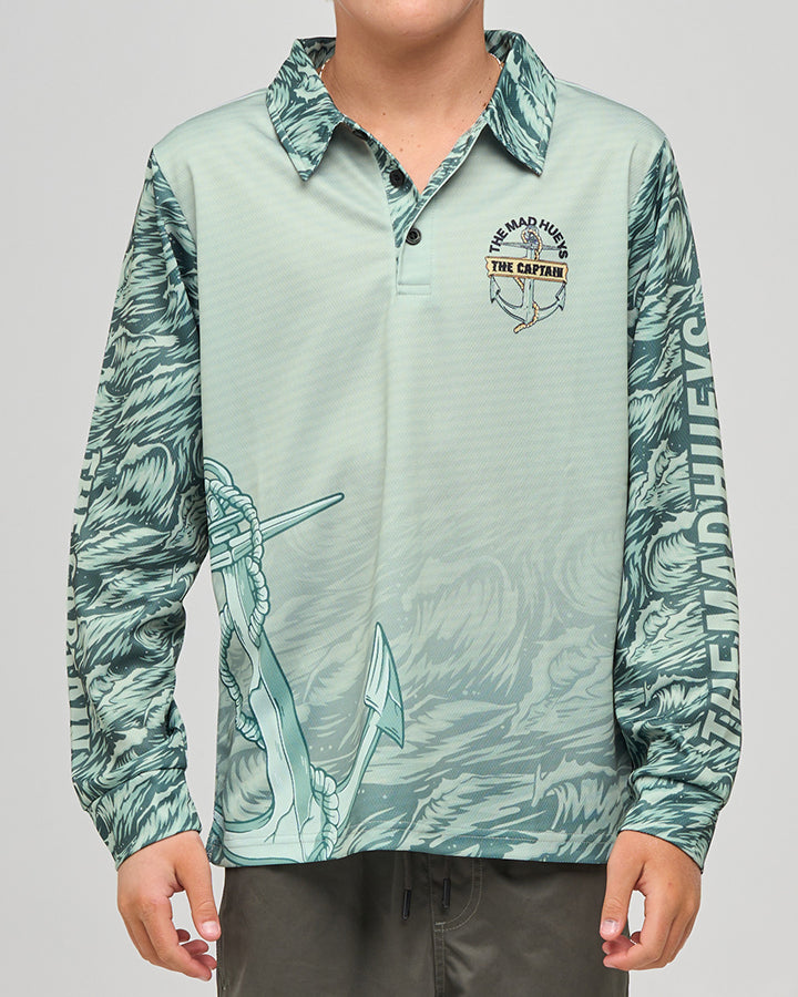 トップス FISHERMAN'S SHIRT BUMPY JERSEY The Mad Hueys Croc Captain | Youth Upf 50+ Fishing Jersey - Faded