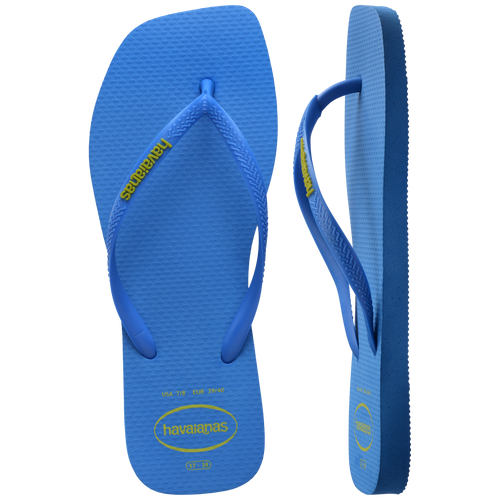 Havaianas Slim Square Logo Pop Up Brilliant Blue in Brilliant Blue