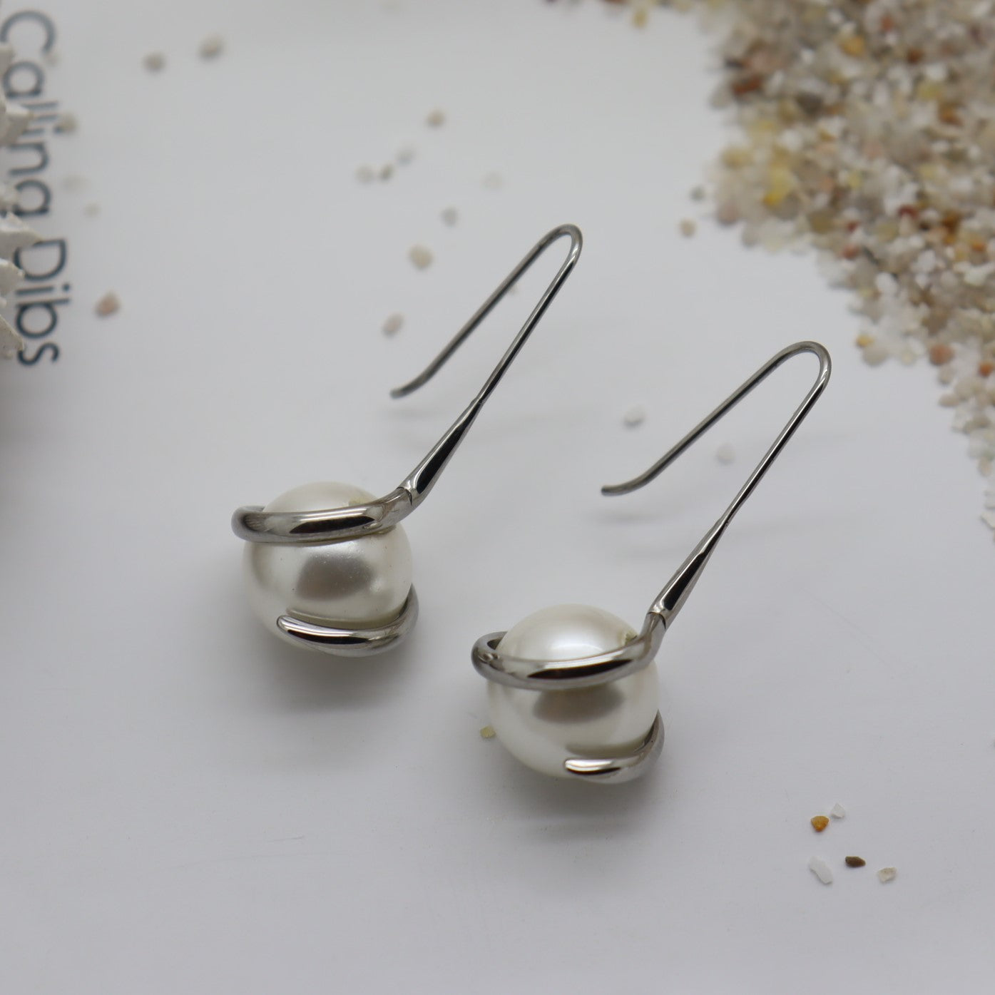 MiKi Jewellery Twist Pearl Drops Silver in Single