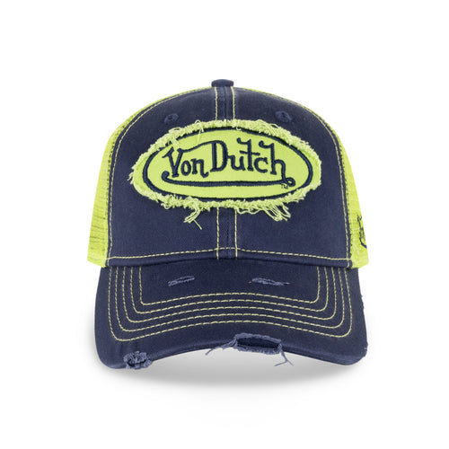 Von Dutch Twill Trucker Snapback Navy-Lime in Navy-lime
