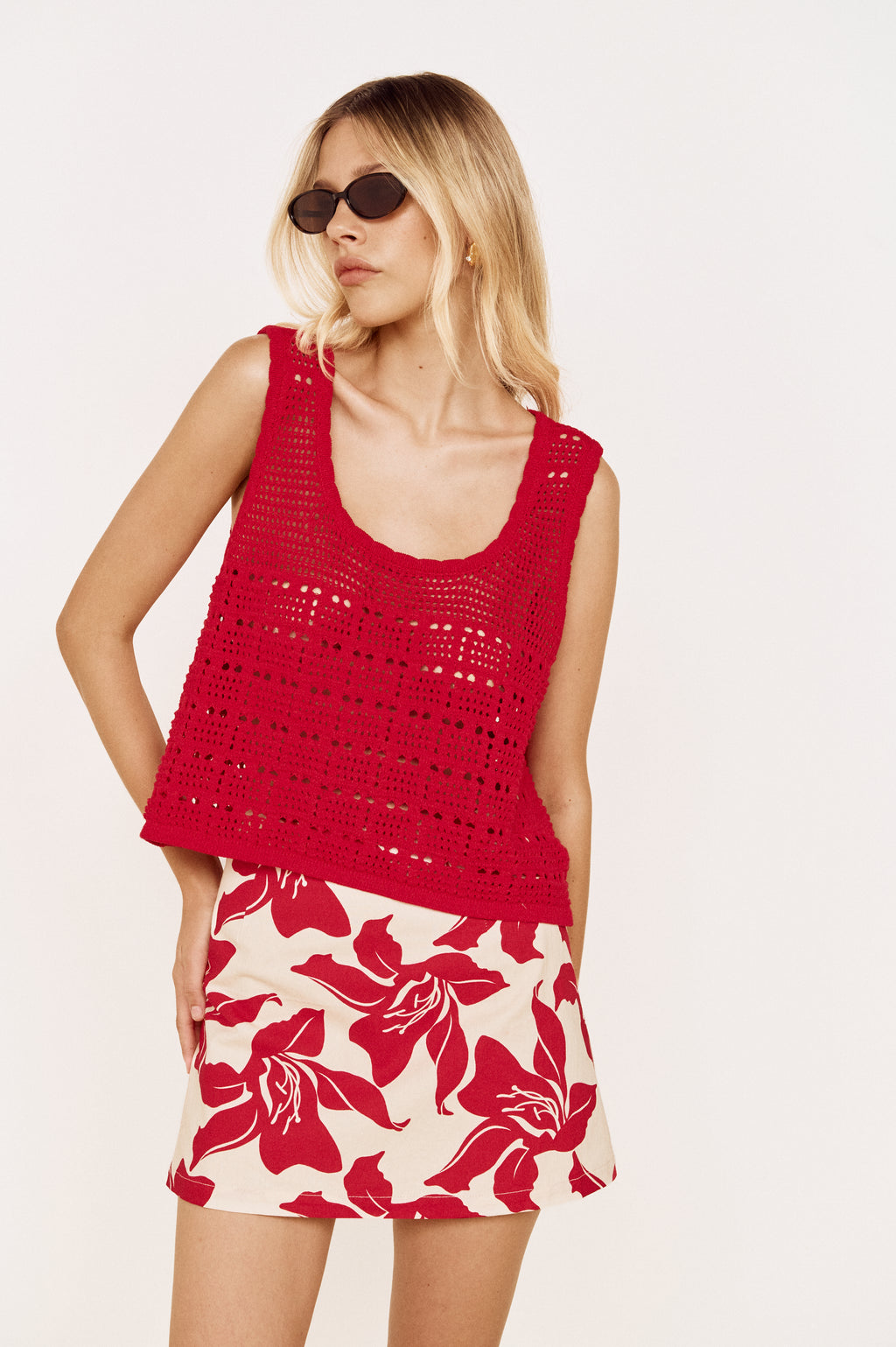 Minkpink ANAIS KNIT TANK in RED