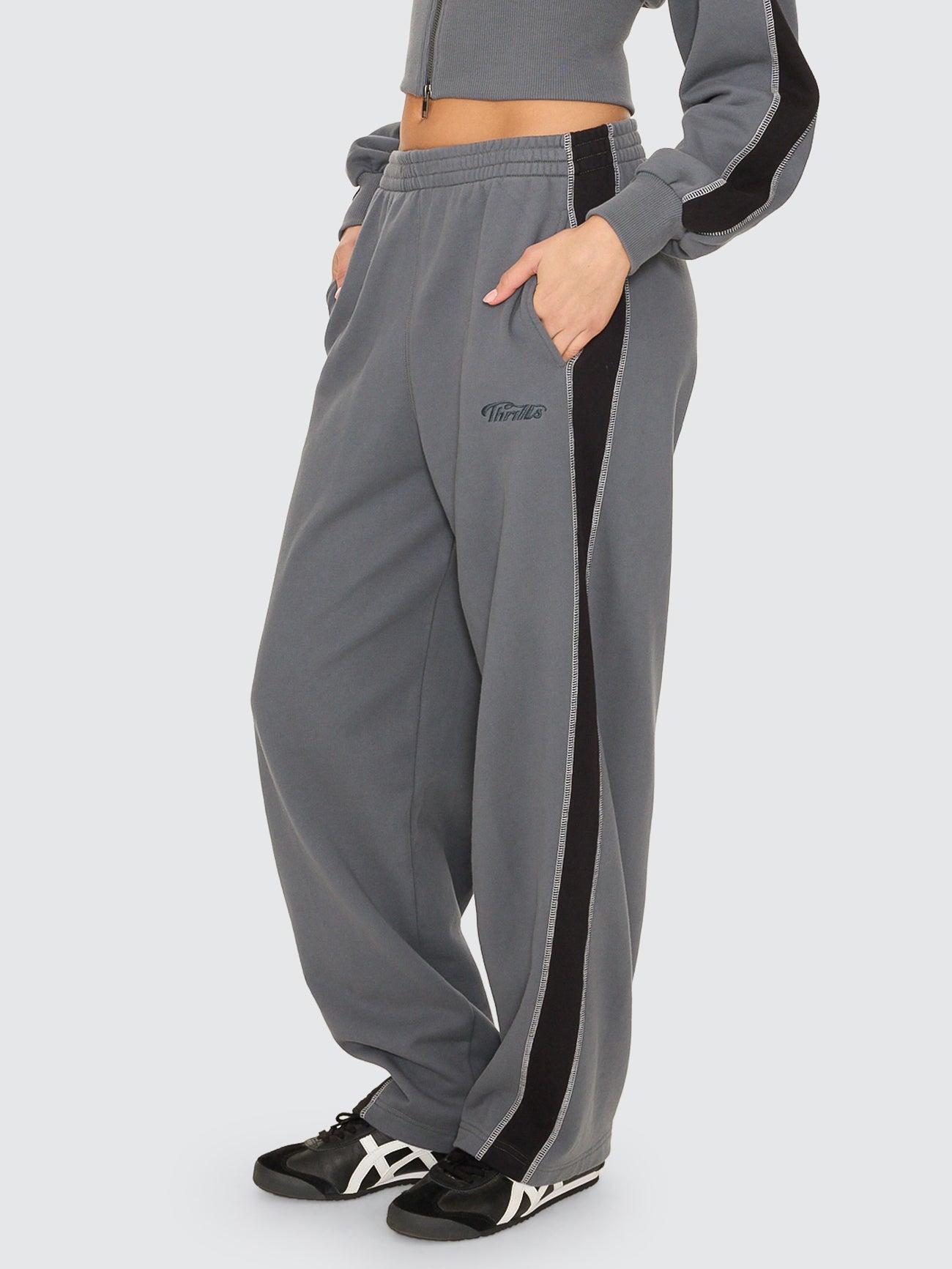 Thrills Co Division 011 Panelled Track Pant - Petrol in Petrol