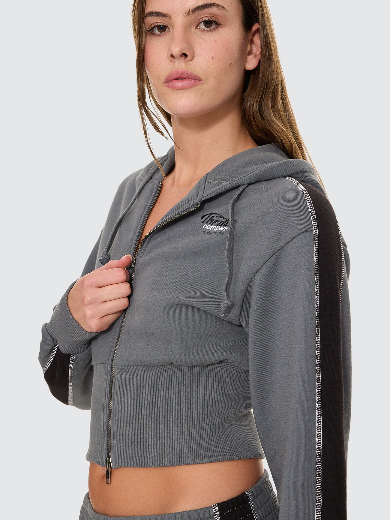 Thrills Co Division 011 Zip Hood Fleece - Petrol in Petrol