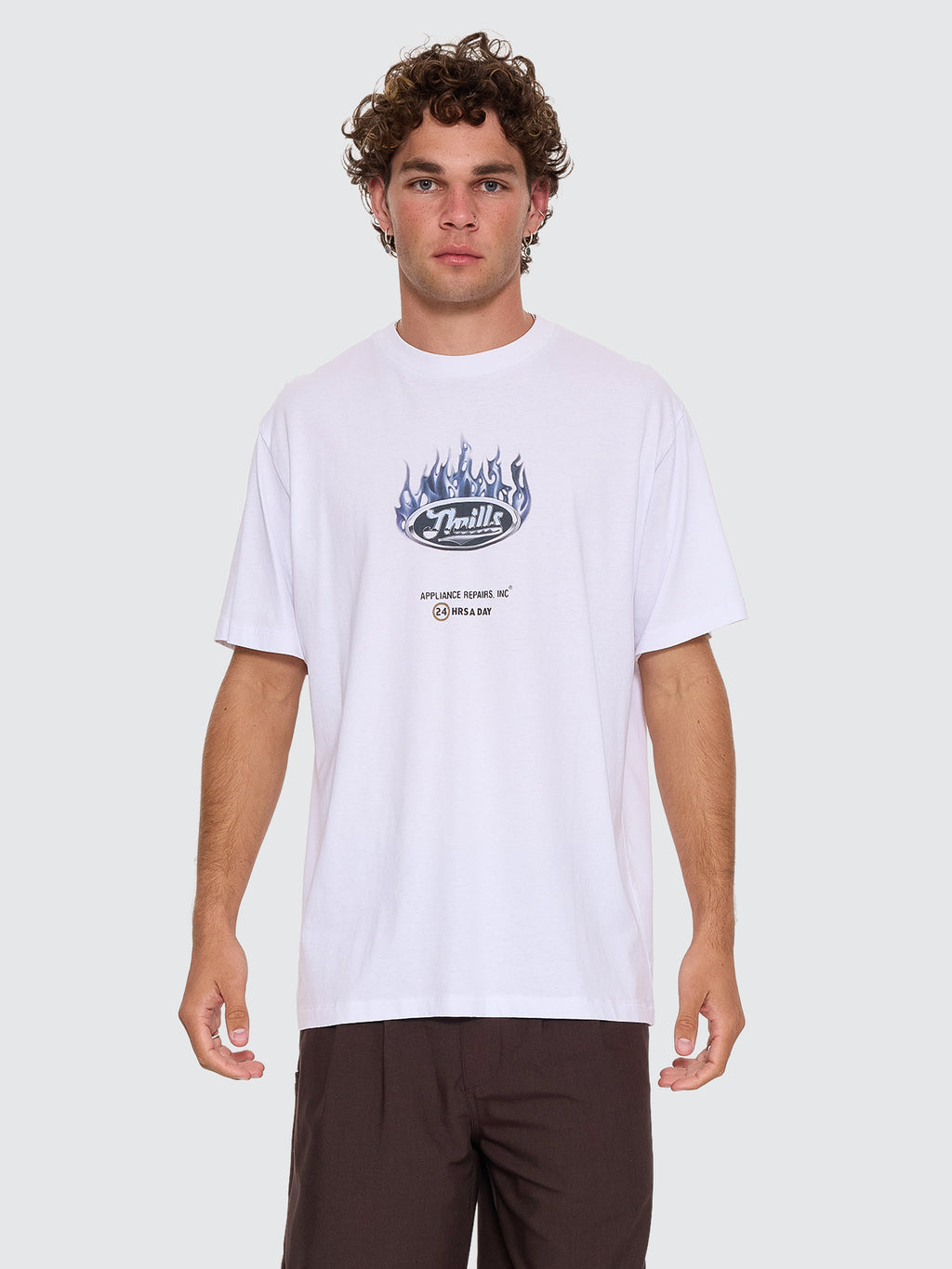 Thrills Co Drop Outs Merch Fit Tee - White in White