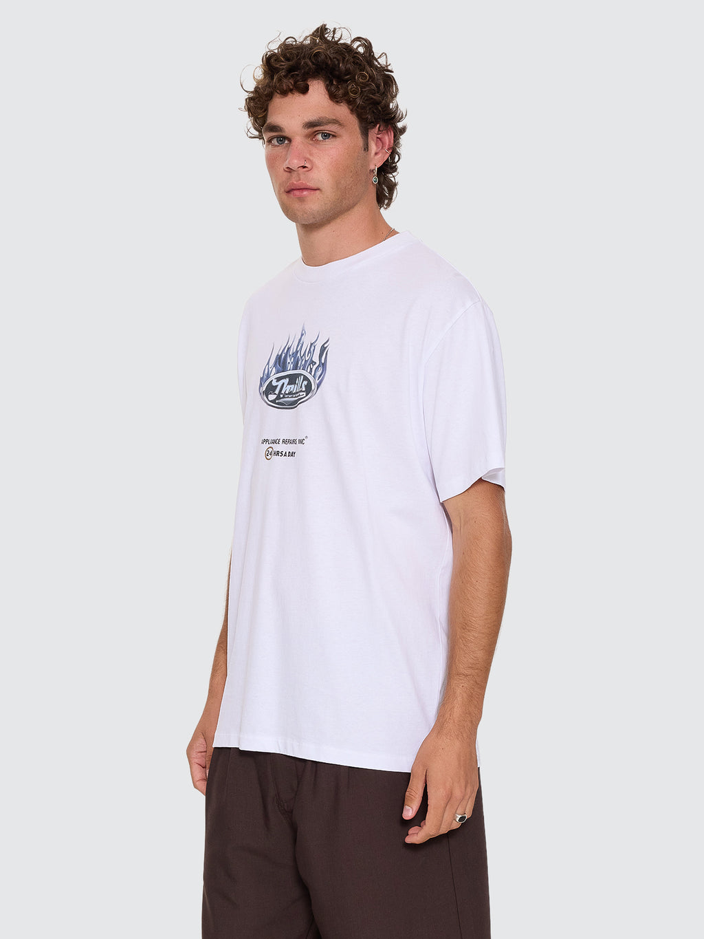 Thrills Co Drop Outs Merch Fit Tee - White in White