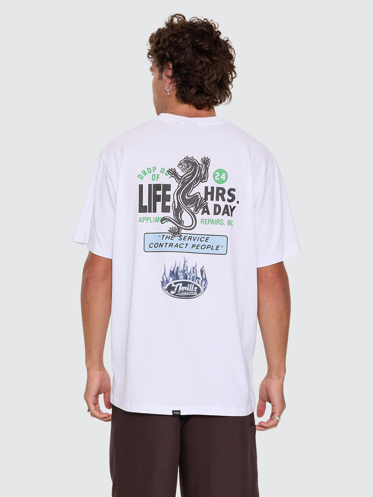 Thrills Co Drop Outs Merch Fit Tee - White in White