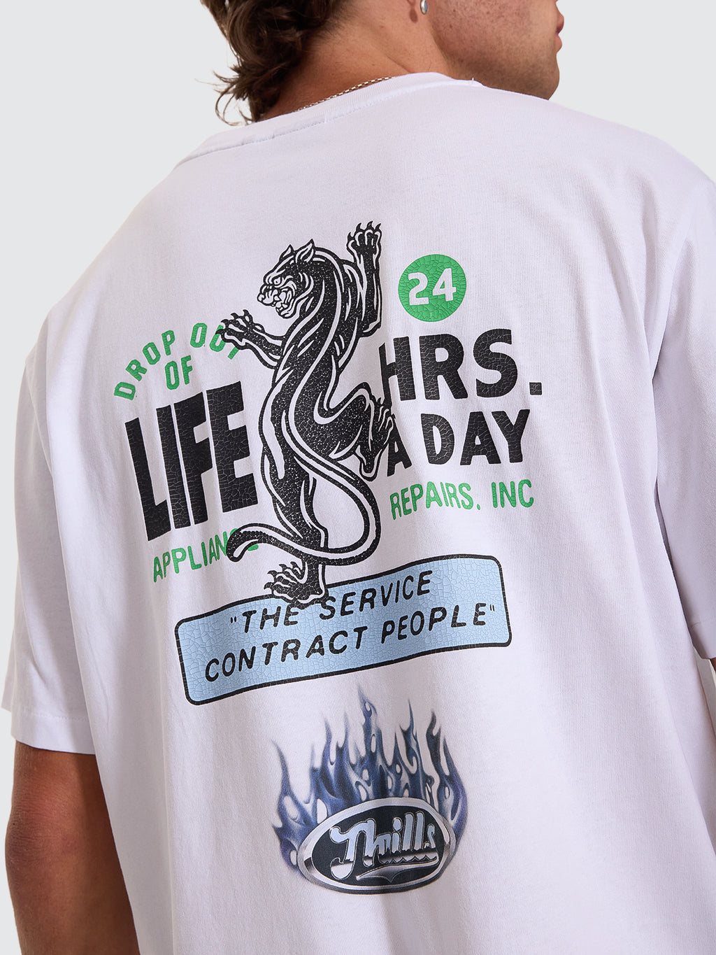 Thrills Co Drop Outs Merch Fit Tee - White in White