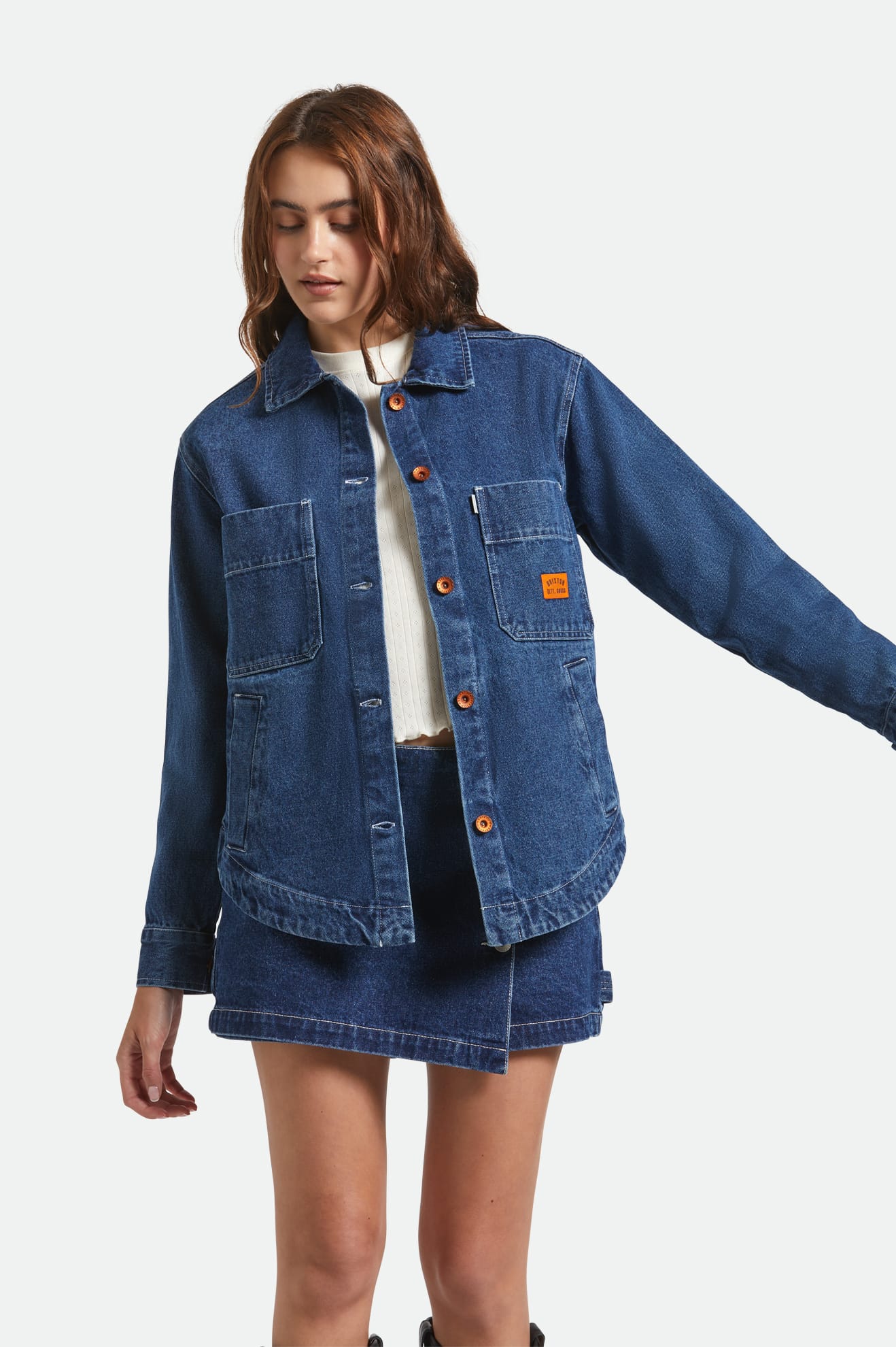Brixton Durham Shirt Jacket in RINSE DENIM