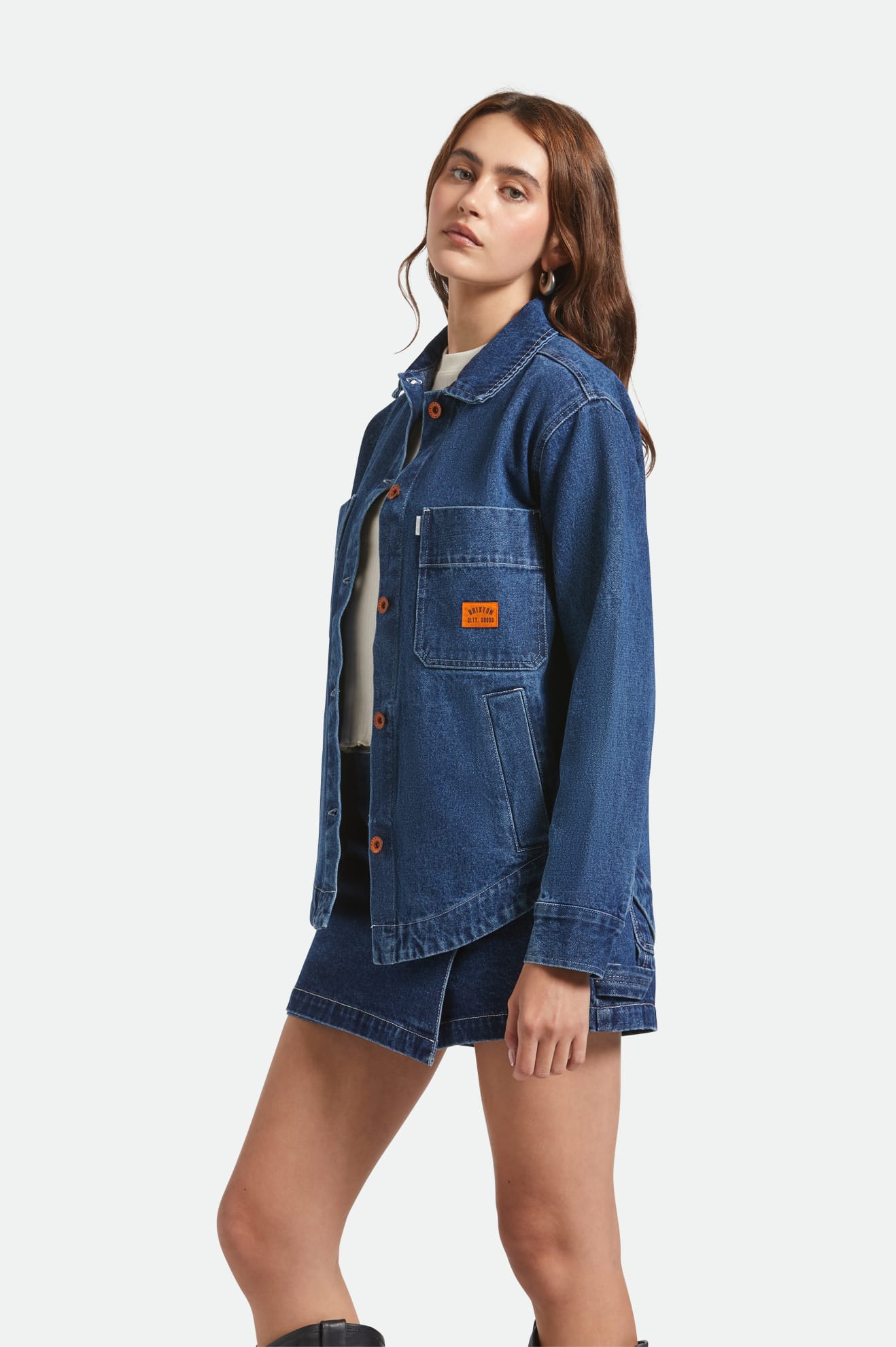 Brixton Durham Shirt Jacket in RINSE DENIM