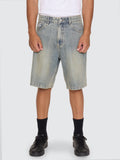 Thrills Co Filtered Mid Slacker Relaxed Long Denim Short - Granite Green Tint in Granite Green Tint