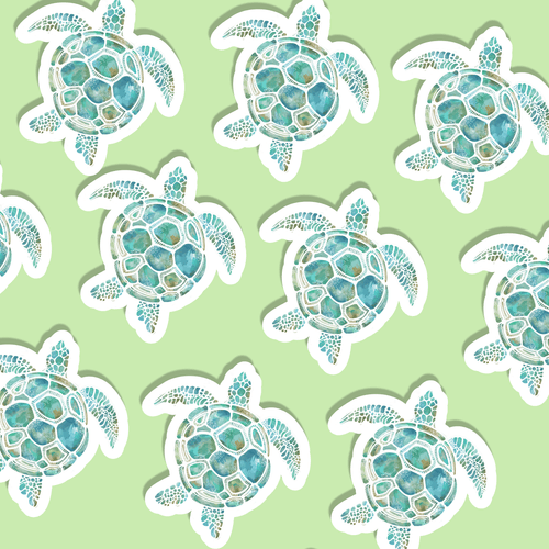 Trevena & Co Sea Turtle Watercolour Vinyl Sticker in Single