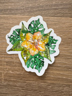 Franjipani Flower Watercolour Vinyl Sticker