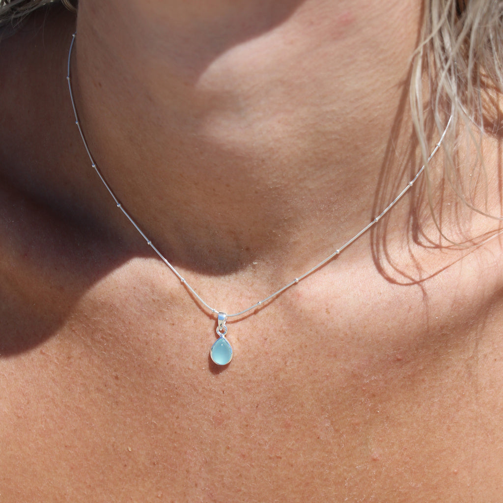 MiKi Jewellery Tallulah Chalcedony Silver Necklace in 41cm