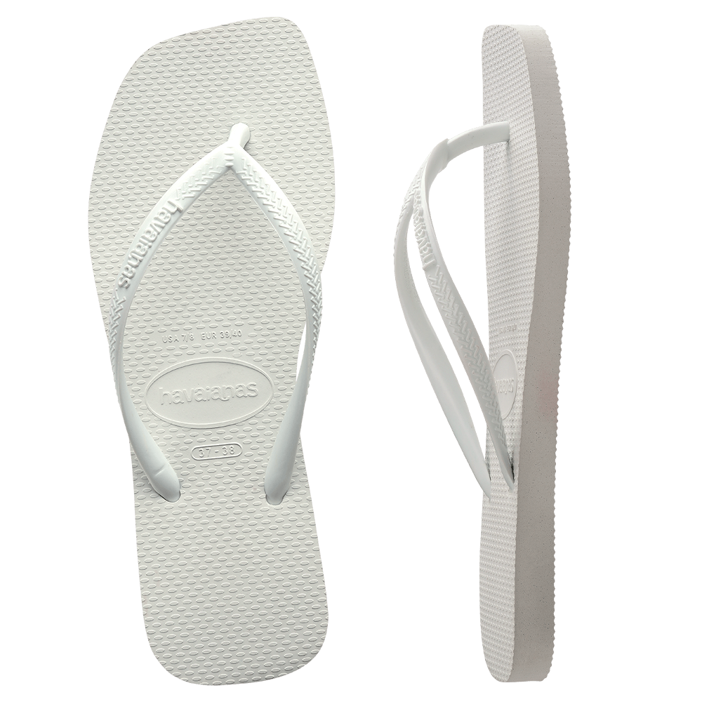 Havaianas Slim Square Solid White in Solid White