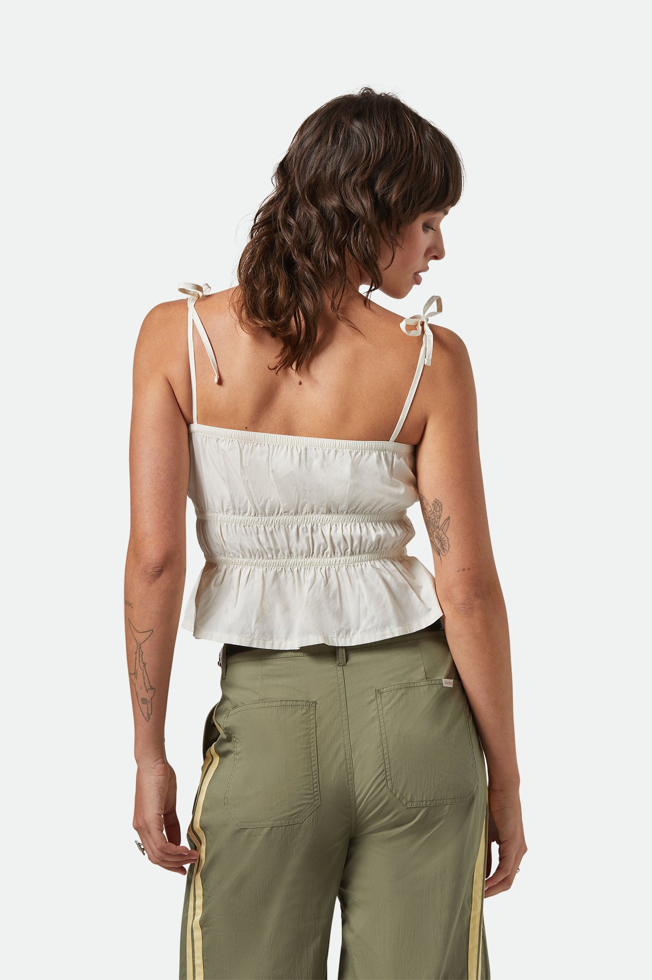 Brixton Eden Smocked Top in OFF WHITE
