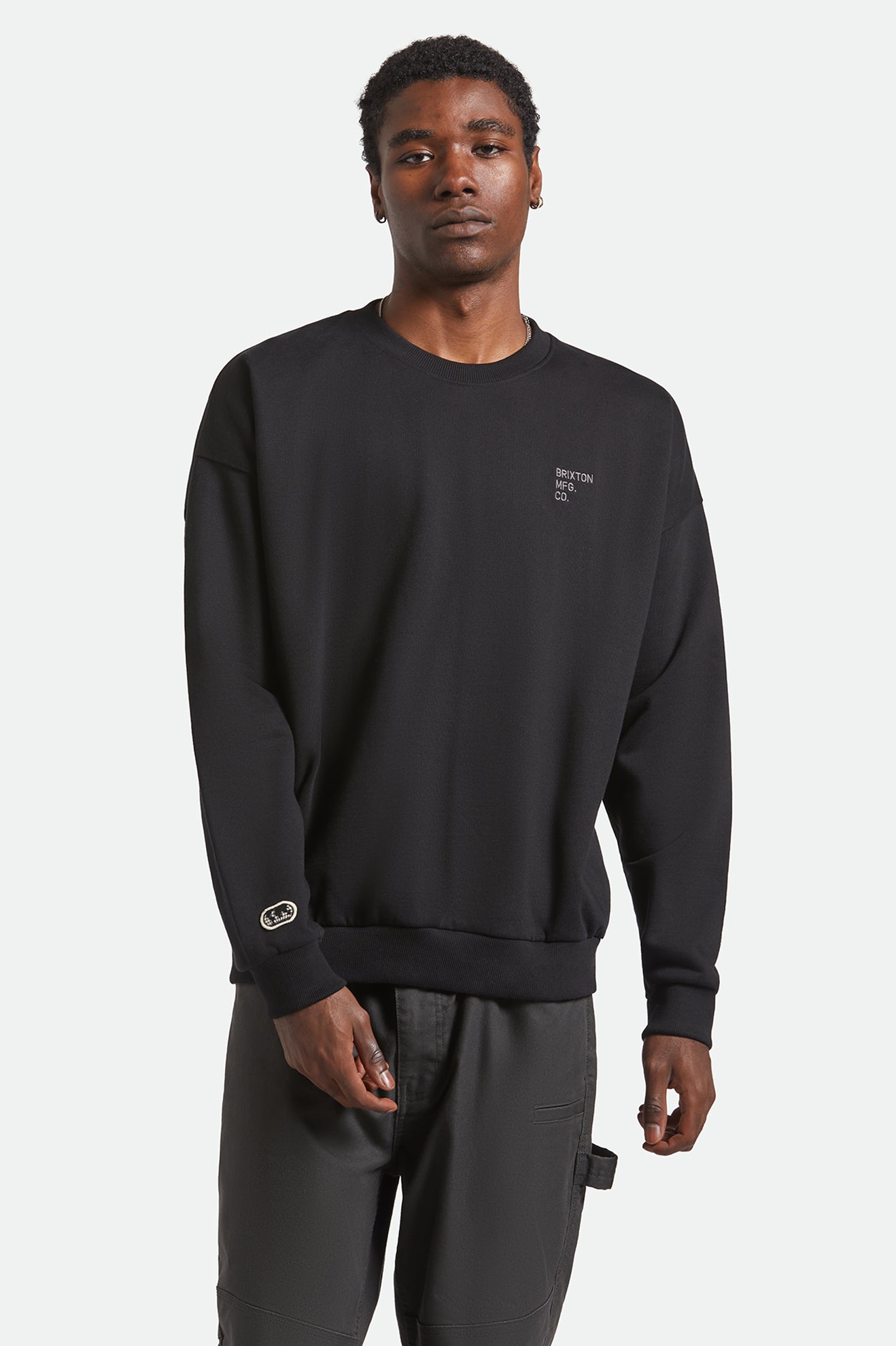 Brixton Embroidered Heavy Weight Crew in BLACK