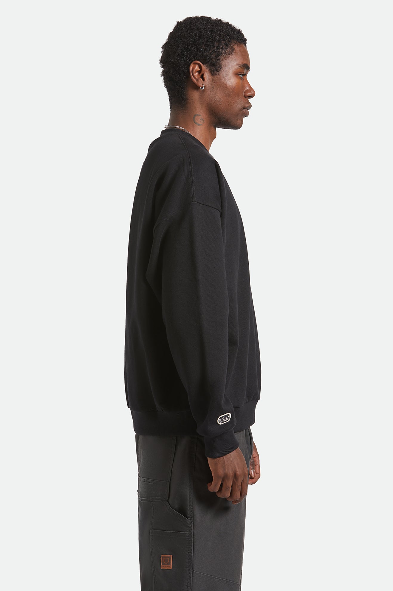 Brixton Embroidered Heavy Weight Crew in BLACK