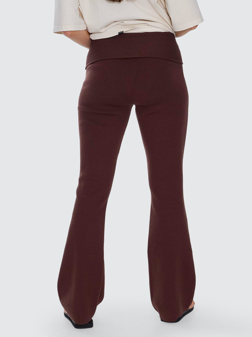 Thrills Co Estelle Fold Over Knit Pant - Bitter Chocolate in Bitter Chocolate