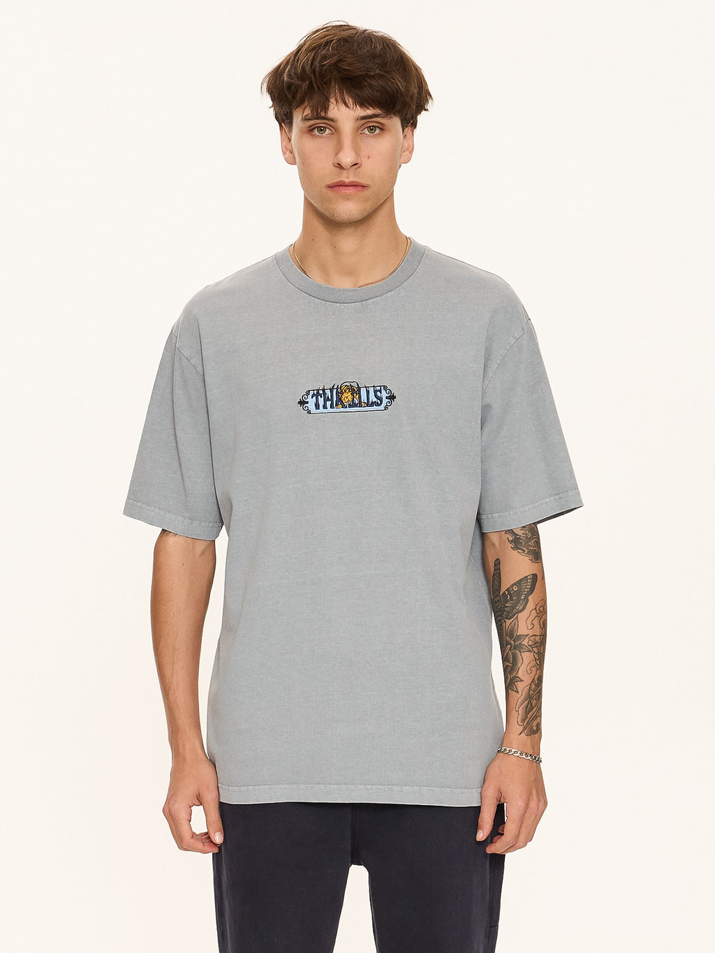Thrills Co Eyes In The Grass Oversize Fit Tee - Blue Graphite in Blue Graphite