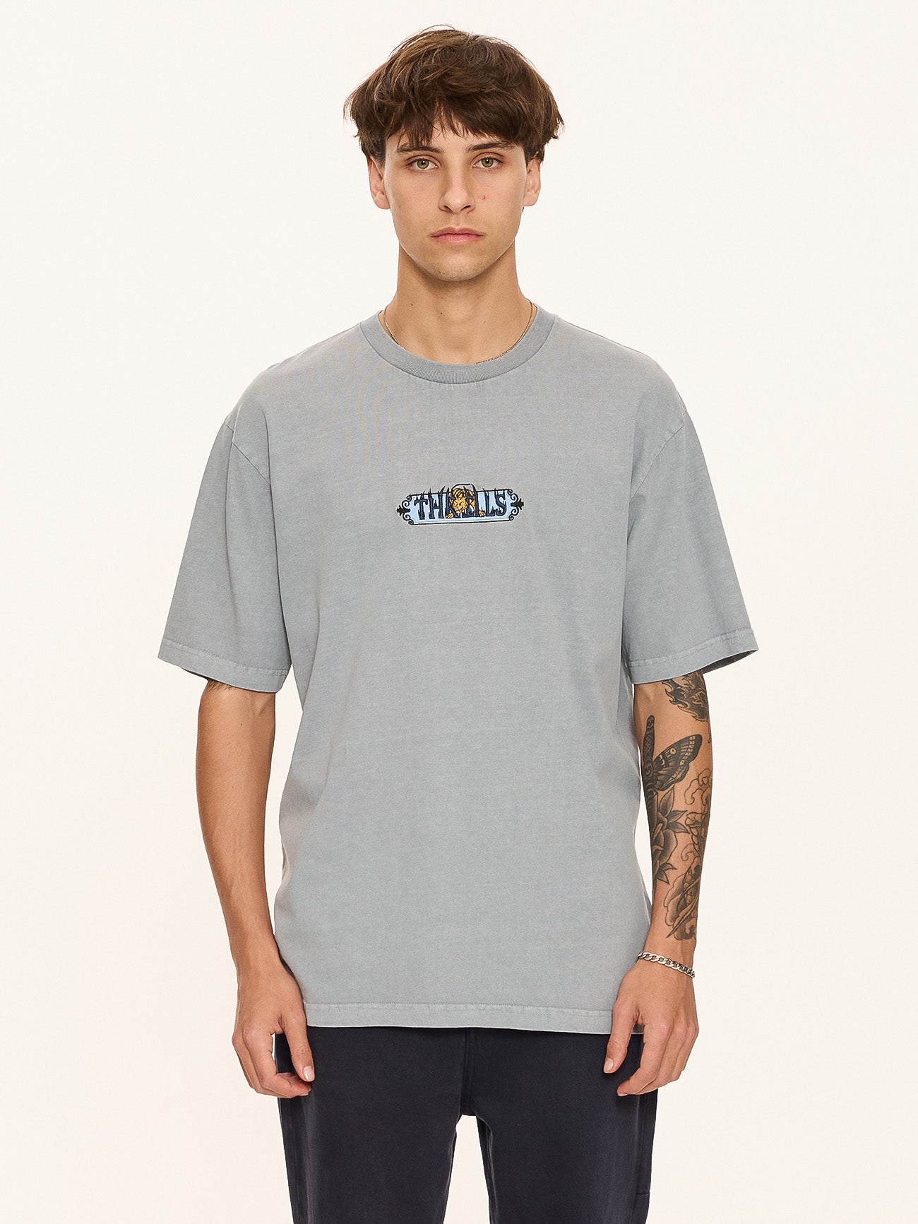 Thrills Co Eyes In The Grass Oversize Fit Tee - Blue Graphite in Blue Graphite