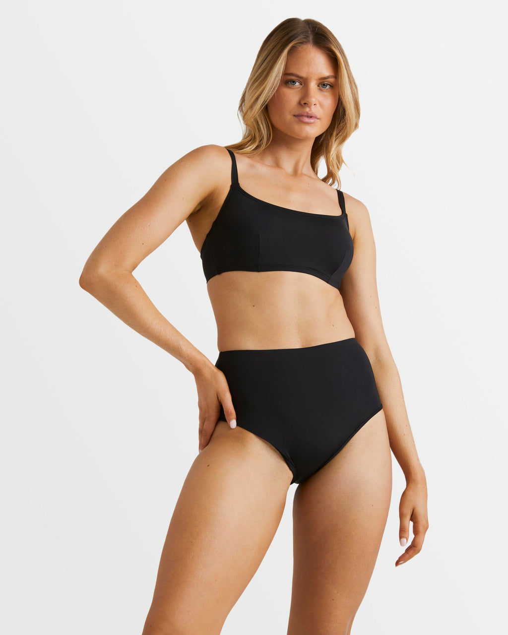 Billabong Womens Sol Searcher Hi Retro Bikini Bottom in Black Pebble