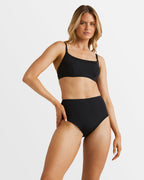 Billabong Womens Sol Searcher Hi Retro Bikini Bottom in Black Pebble