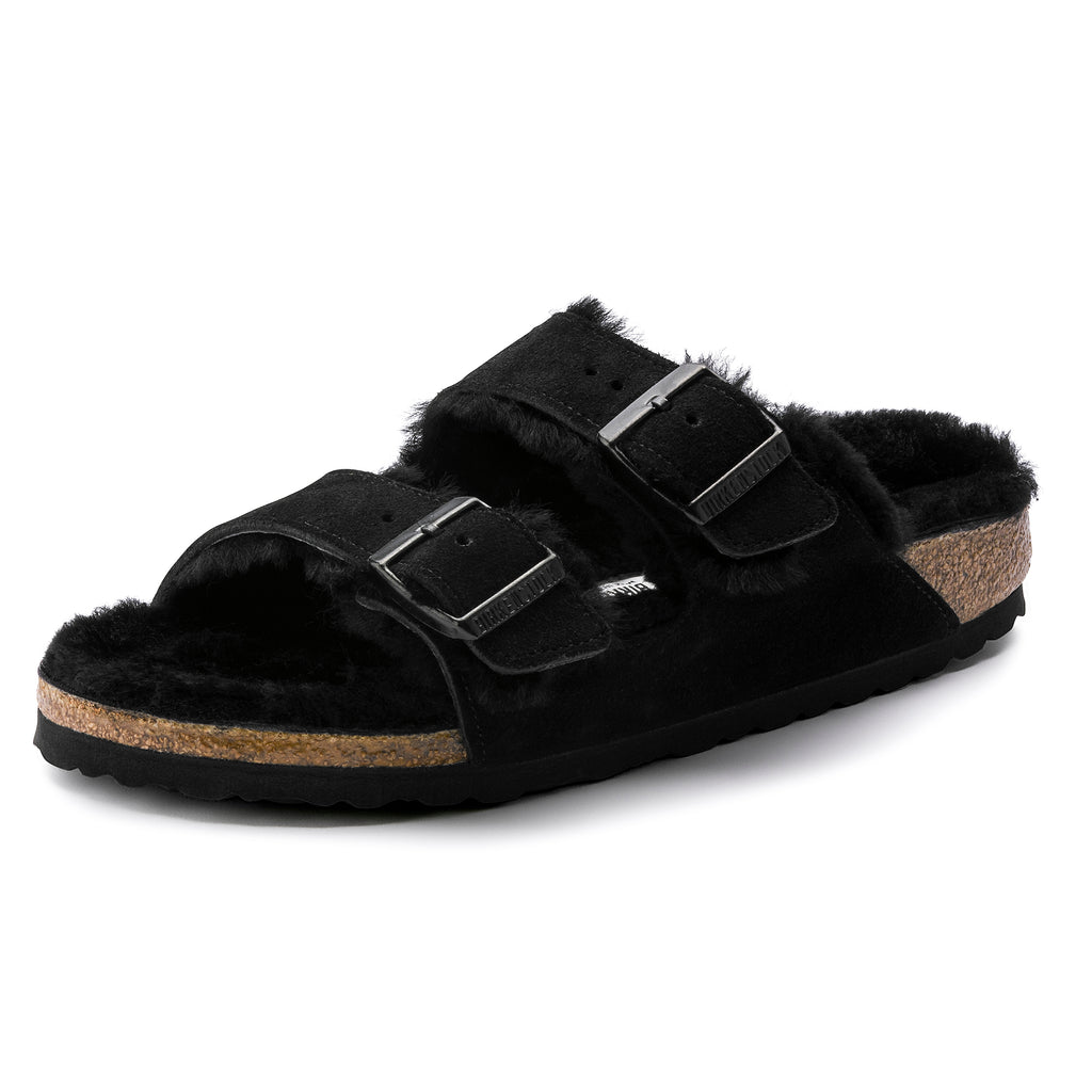 Birkenstock Arizona Shearling Black Suede Leather/Shearling Regular in Black
