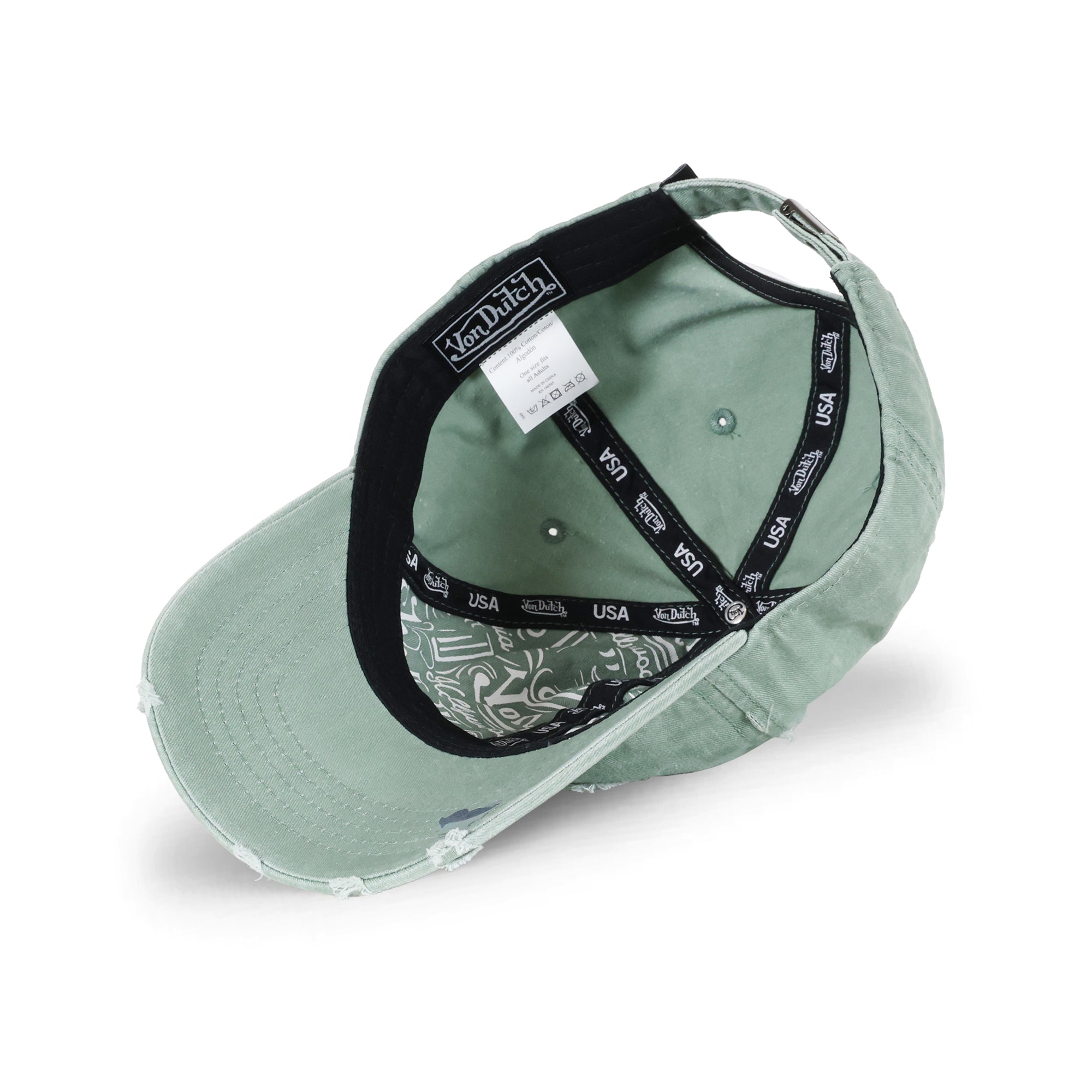 Von Dutch Chain Stitch Sage Dad Cap in sage