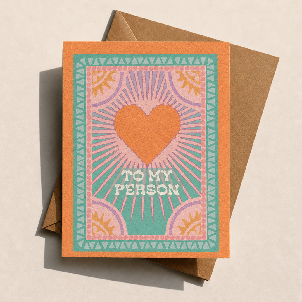 Love card | To My Person Card | Boho greeting card | Retro