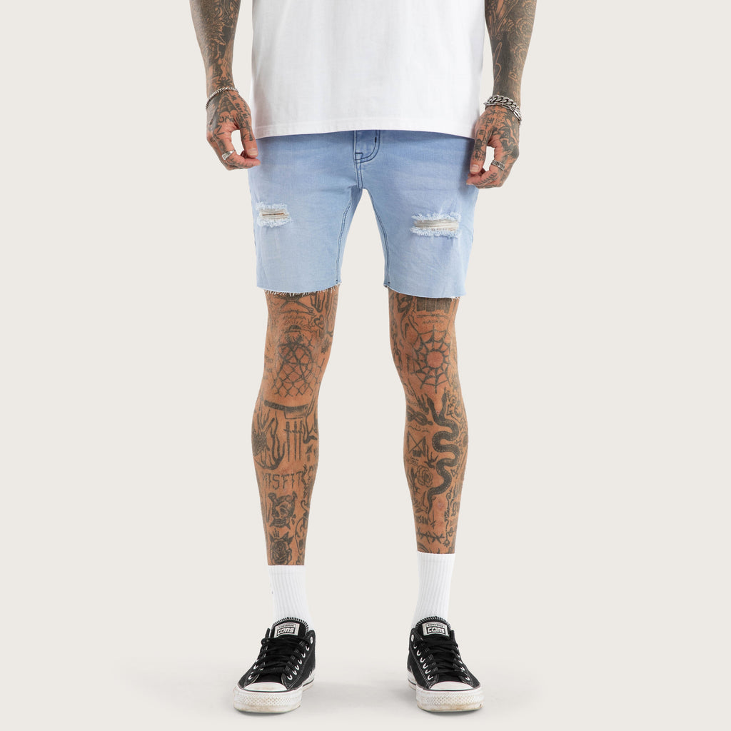 Kiss Chacey KS2 Denim Short in Destroyed Crystal Blue