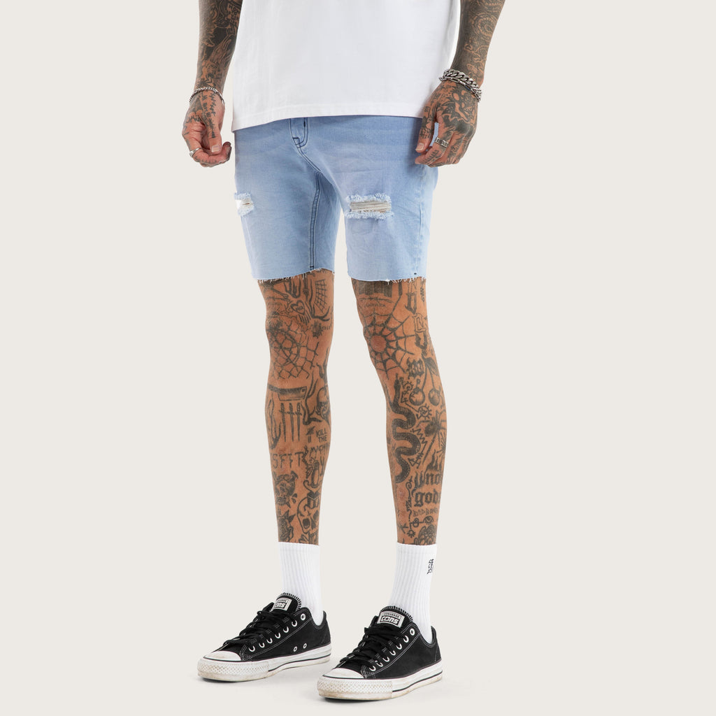 Kiss Chacey KS2 Denim Short in Destroyed Crystal Blue