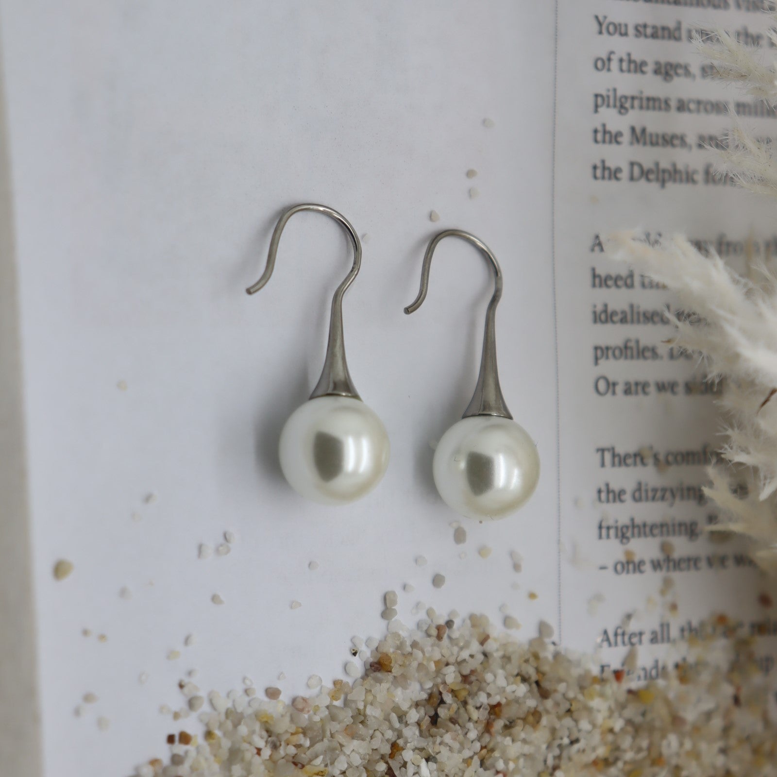 MiKi Jewellery Round Pearl Drop Silver in Default Title