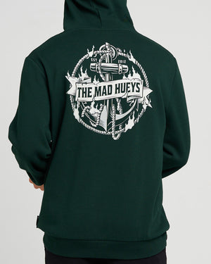 The Mad Hueys Flame Anchor | Hooded Pullover in PINE GREEN