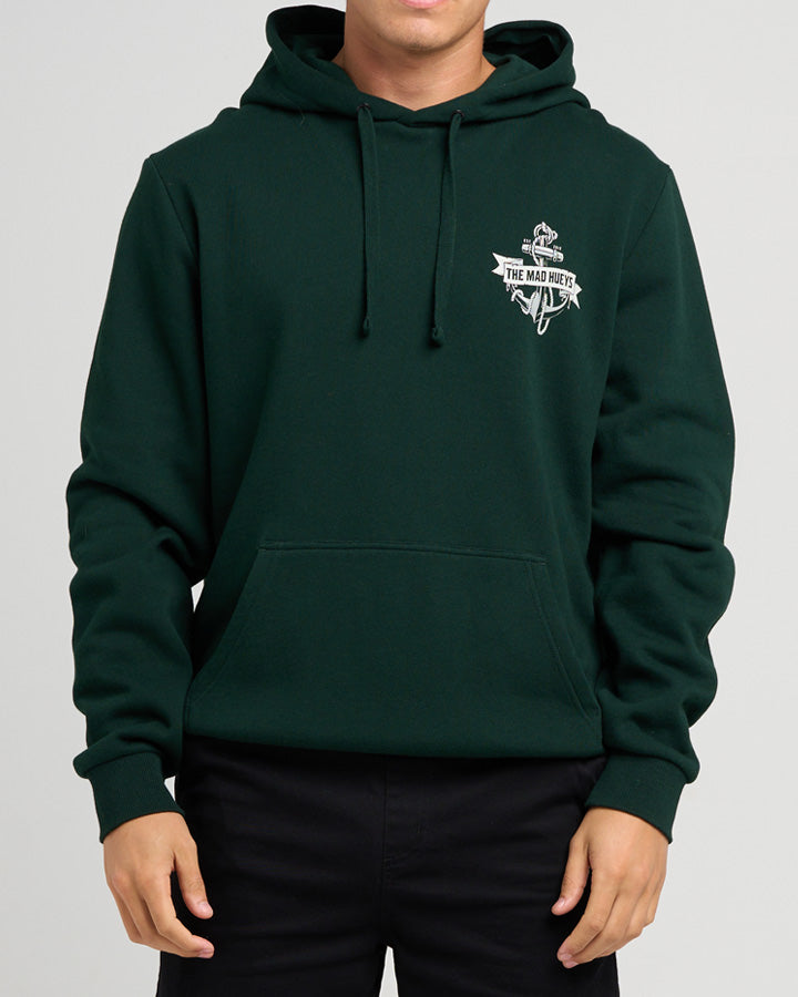 The Mad Hueys Flame Anchor | Hooded Pullover in PINE GREEN