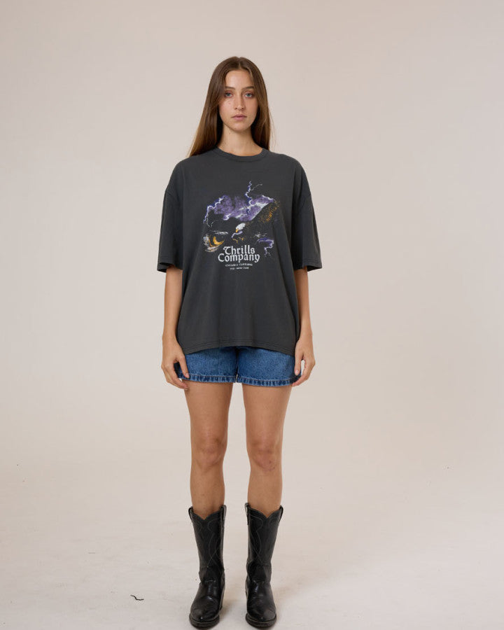 Thrills Flight Risk Oversized Tee - Merch Black in Merch Black