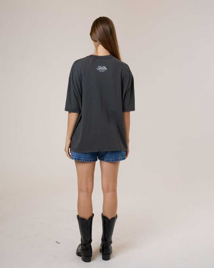 Thrills Flight Risk Oversized Tee - Merch Black in Merch Black