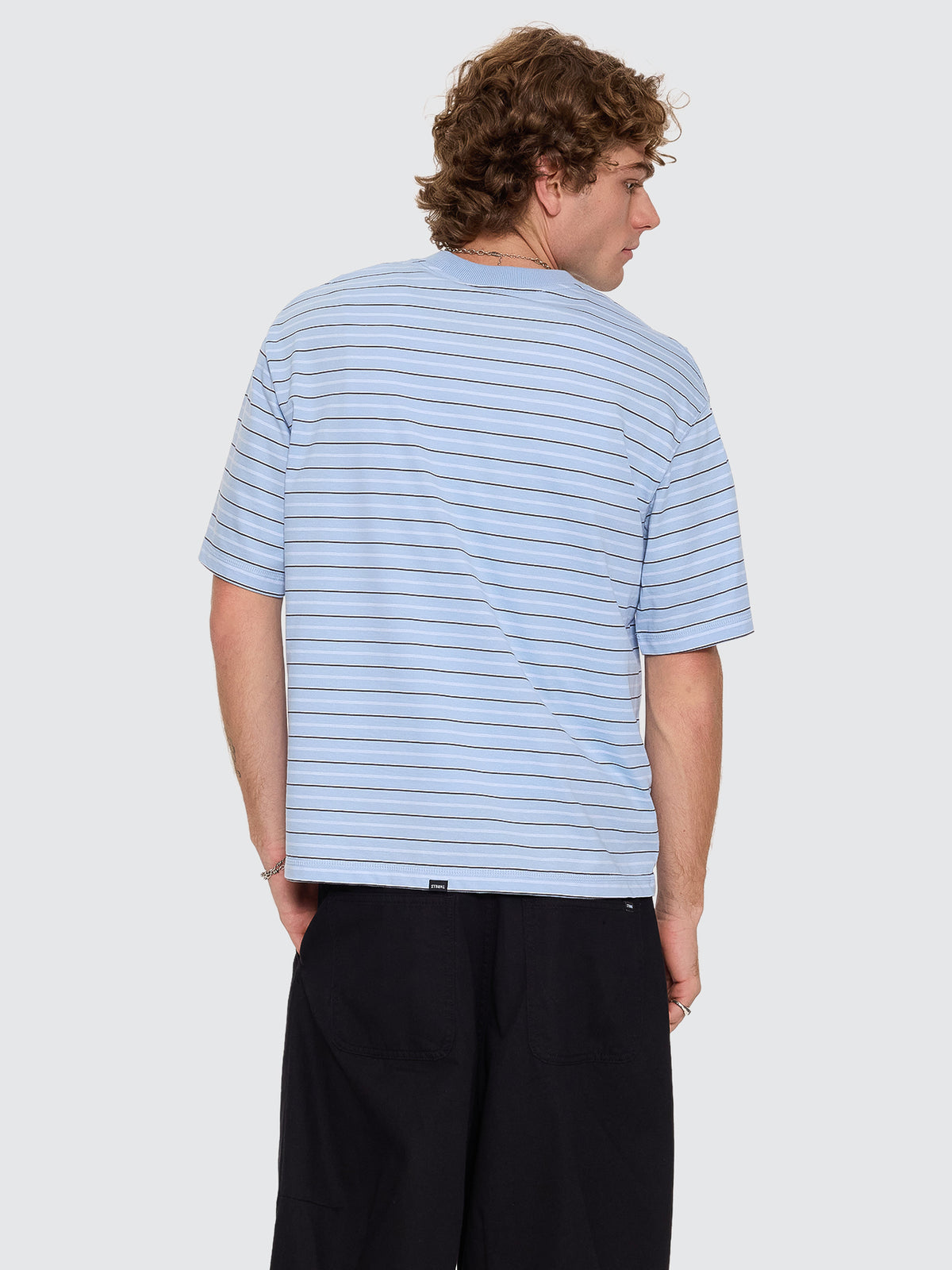Thrills Co Flowers Of Tomorrow Stripe Box Crop Tee - Placid Blue in Placid Blue
