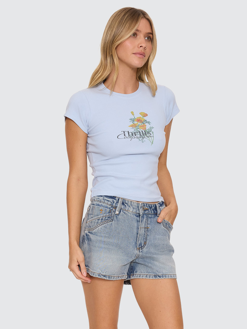 Thrills Co Flowers Of Tomorrow Tee - Placid Blue in Placid Blue