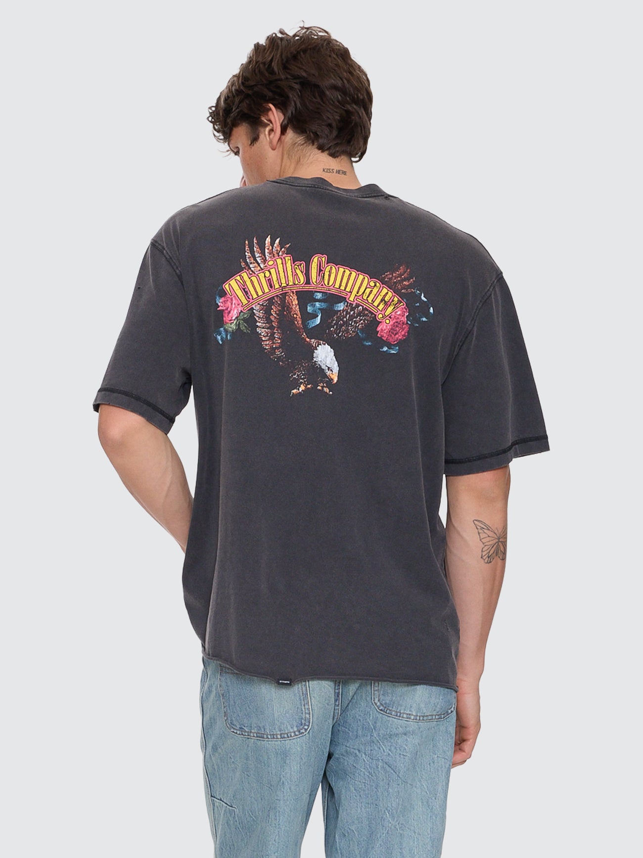 Thrills Co Fury Box Fit Oversize Cropped Tee - Temple Grey in Temple Grey