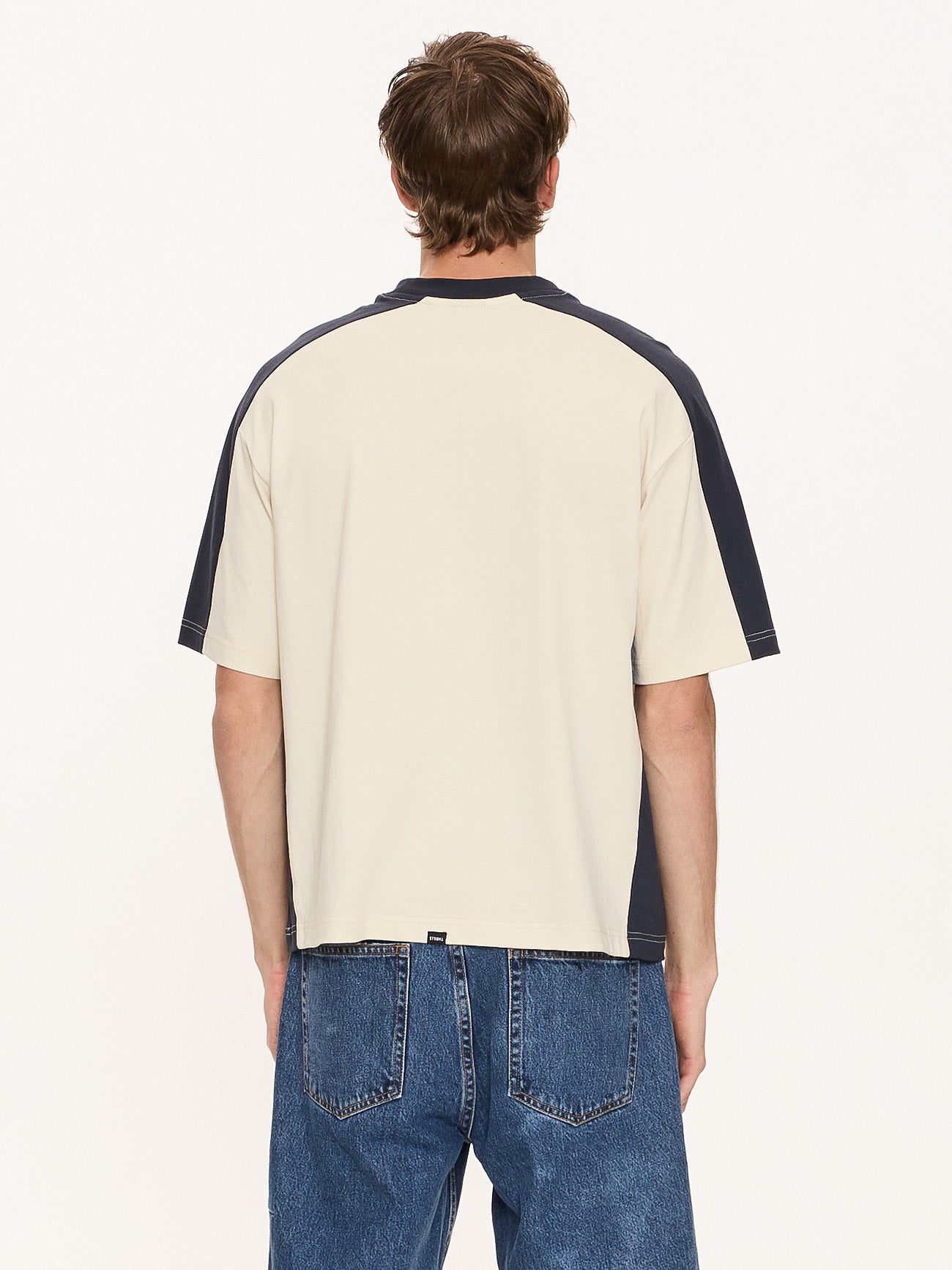 Thrills Co Fusion Panel Box Fit Oversize Cropped Tee - Heritage White in Heritage White