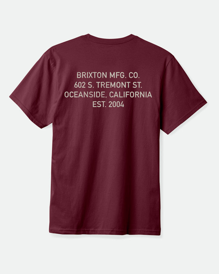 Brixton Gage Premium S/S Stt in PORT WORN WASH