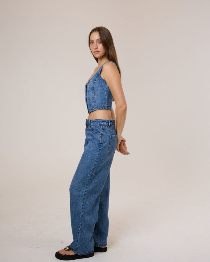 Thrills Good Intentions Denim Top - Stoned Blues in Stoned Blues