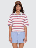 Thrills Co Harry Striped Cropped Polo - Red Royal Stripe in Red Royal Stripe