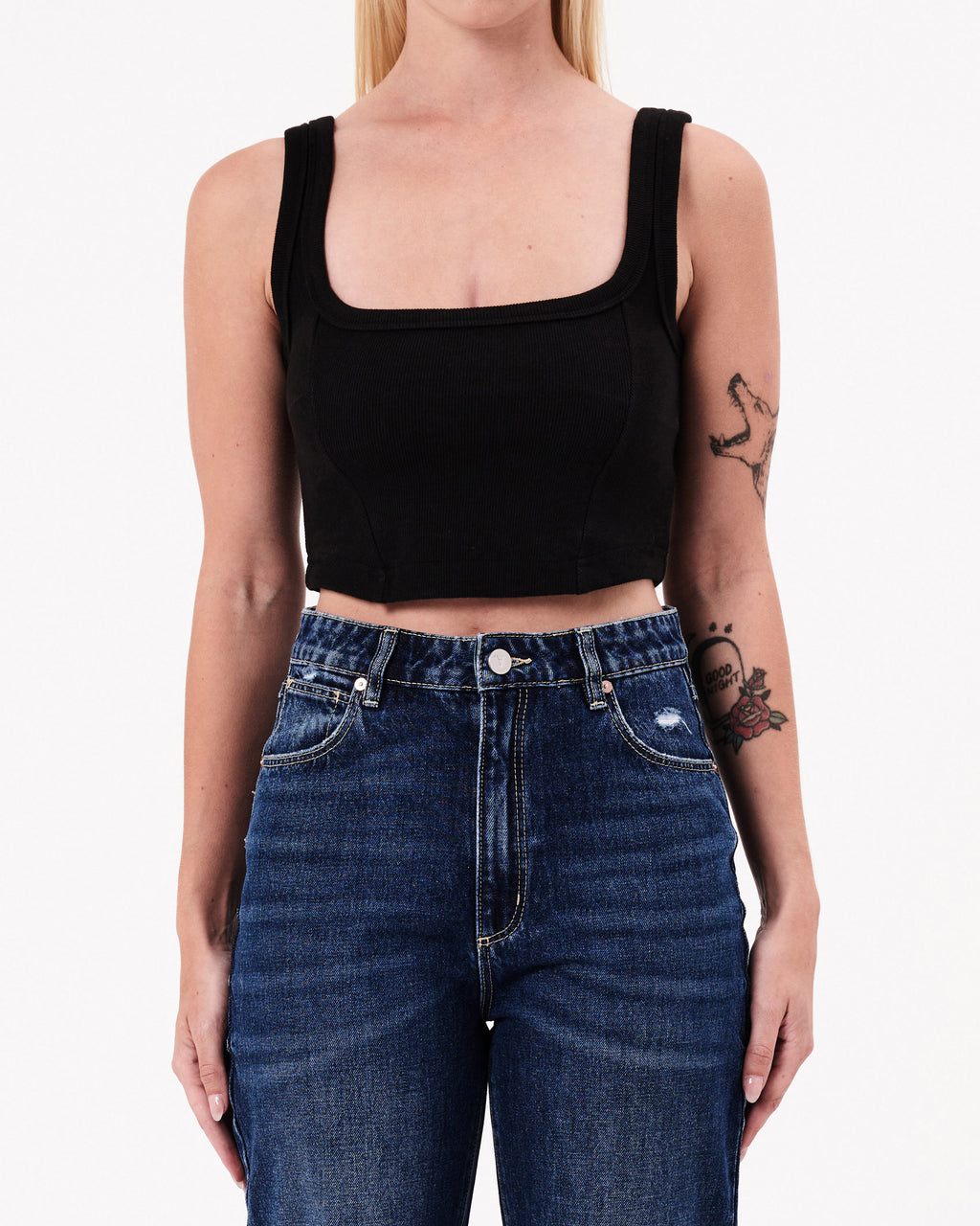 Abrand Jeans Heather Icon Corset Top in BLACK