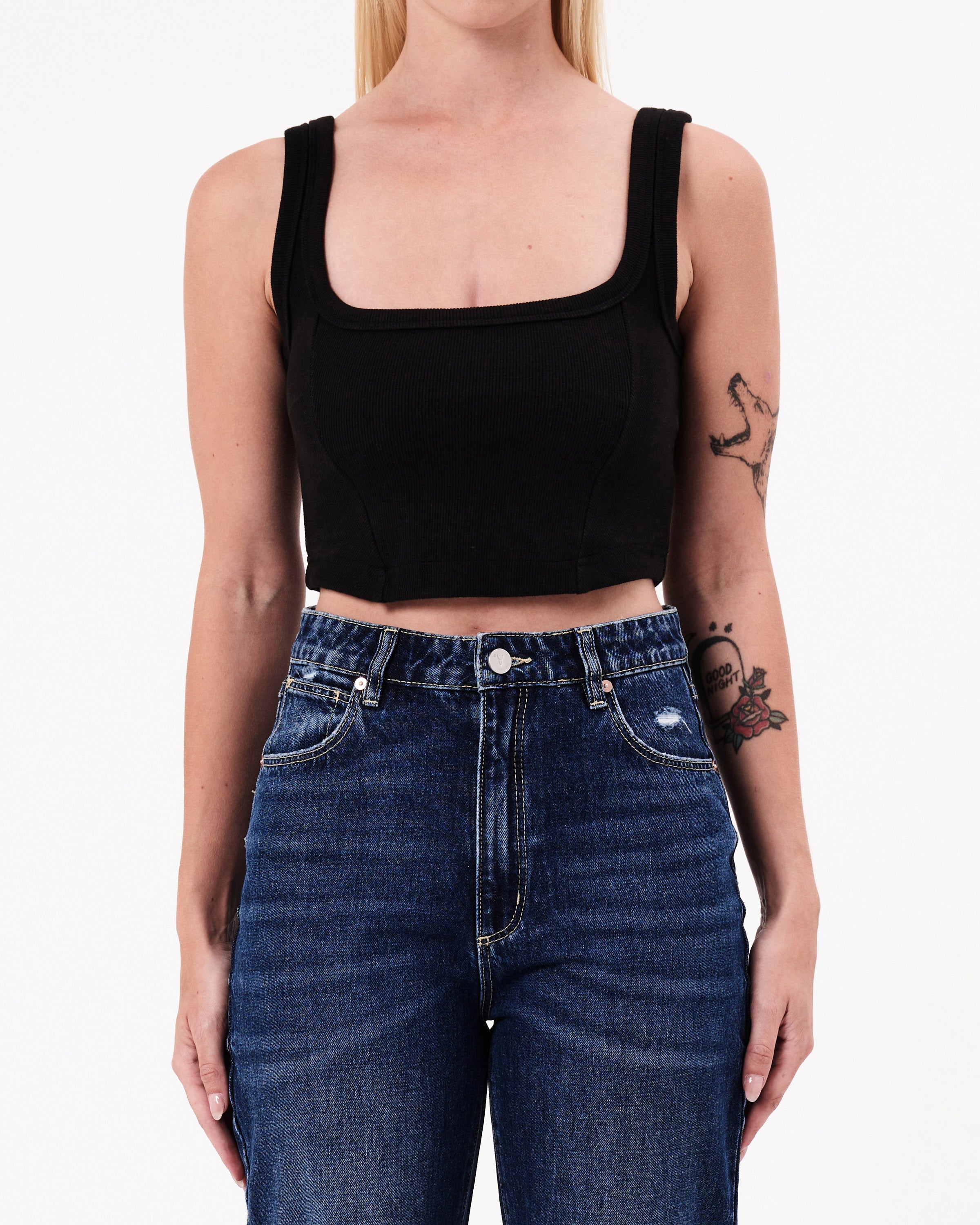 Abrand Jeans Heather Icon Corset Top in BLACK