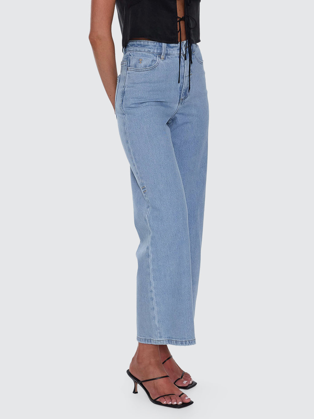 Thrills Co Holly High Rise Stretch Wide Jean - Ageless Blue in Ageless Blue